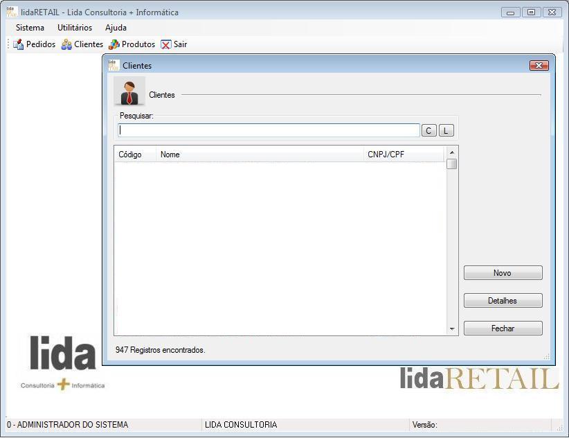 tela do sistema lidaRETAIL